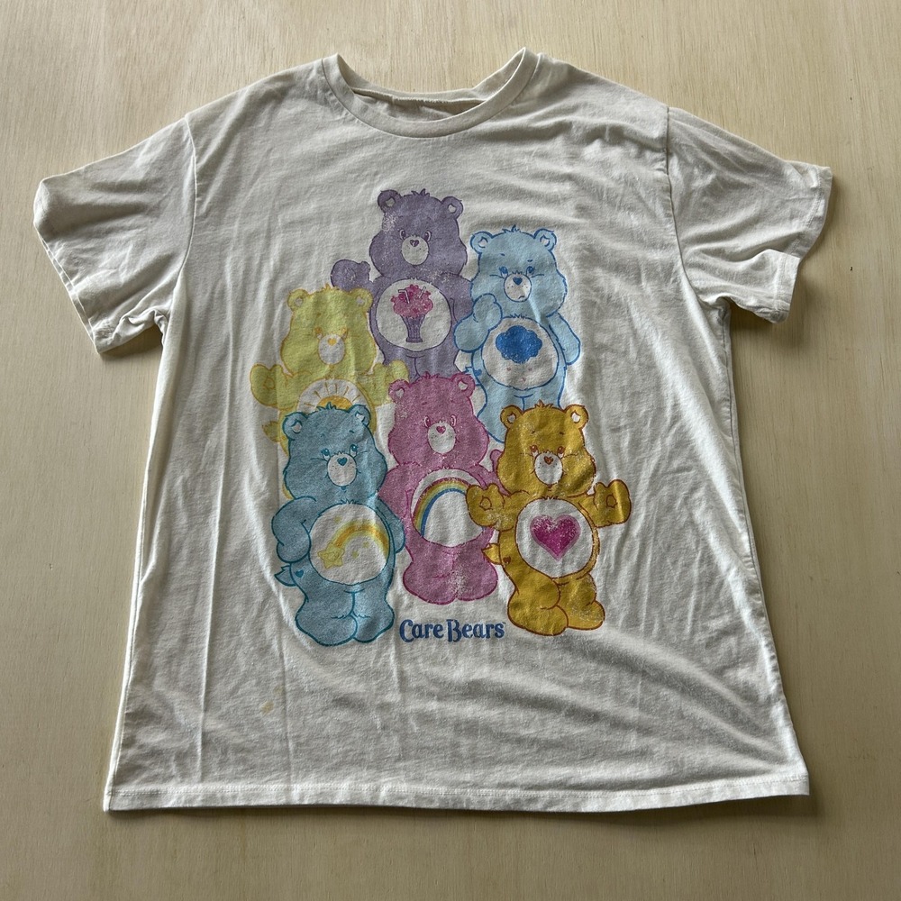 Care Bears Shirt Womens 2XL White Multicolor Bears Cartoon Graphic Tee T-Shirt